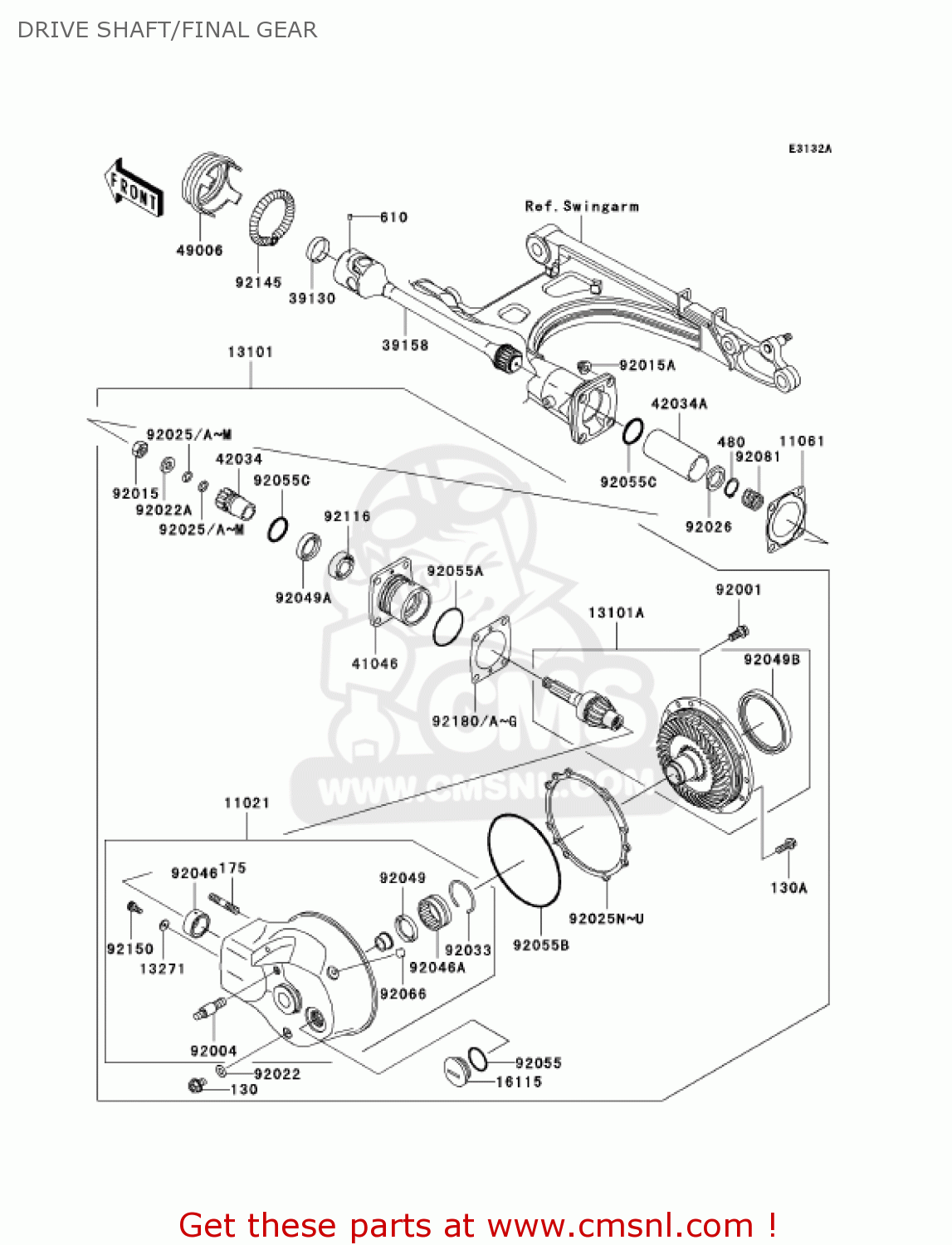 DRIVE SHAFT/FINAL GEAR VN1500L4 VULCAN 1500 NOMAD FI 2003 USA CALIFORNIA CANADA