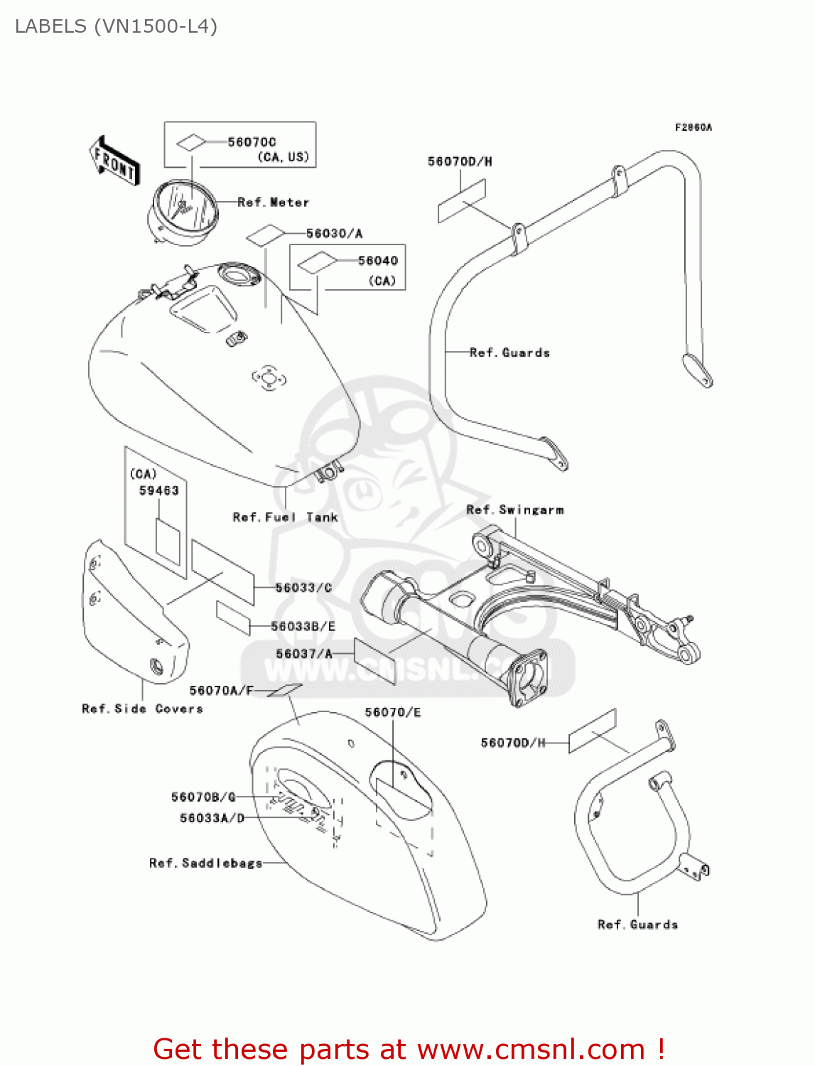 LABELS (VN1500-L4) VN1500L4 VULCAN 1500 NOMAD FI 2003 USA CALIFORNIA CANADA
