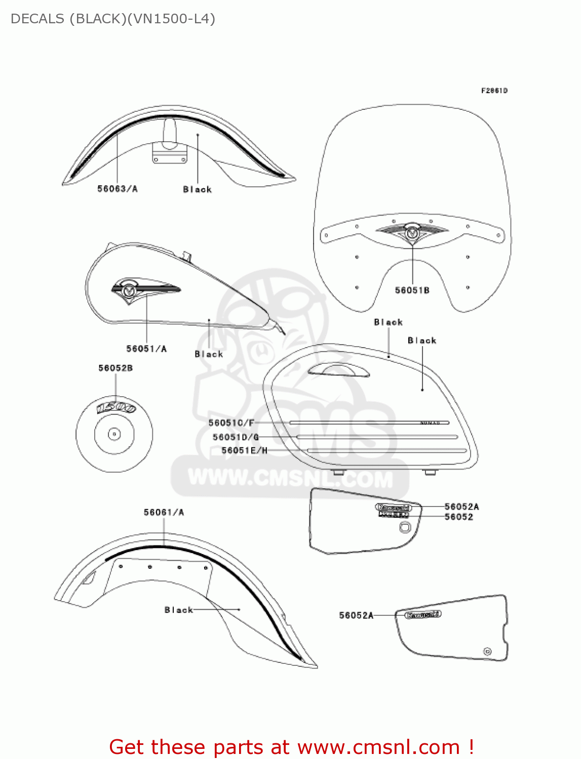 DECALS (BLACK)(VN1500-L4) VN1500L4 VULCAN 1500 NOMAD FI 2003 USA CALIFORNIA CANADA