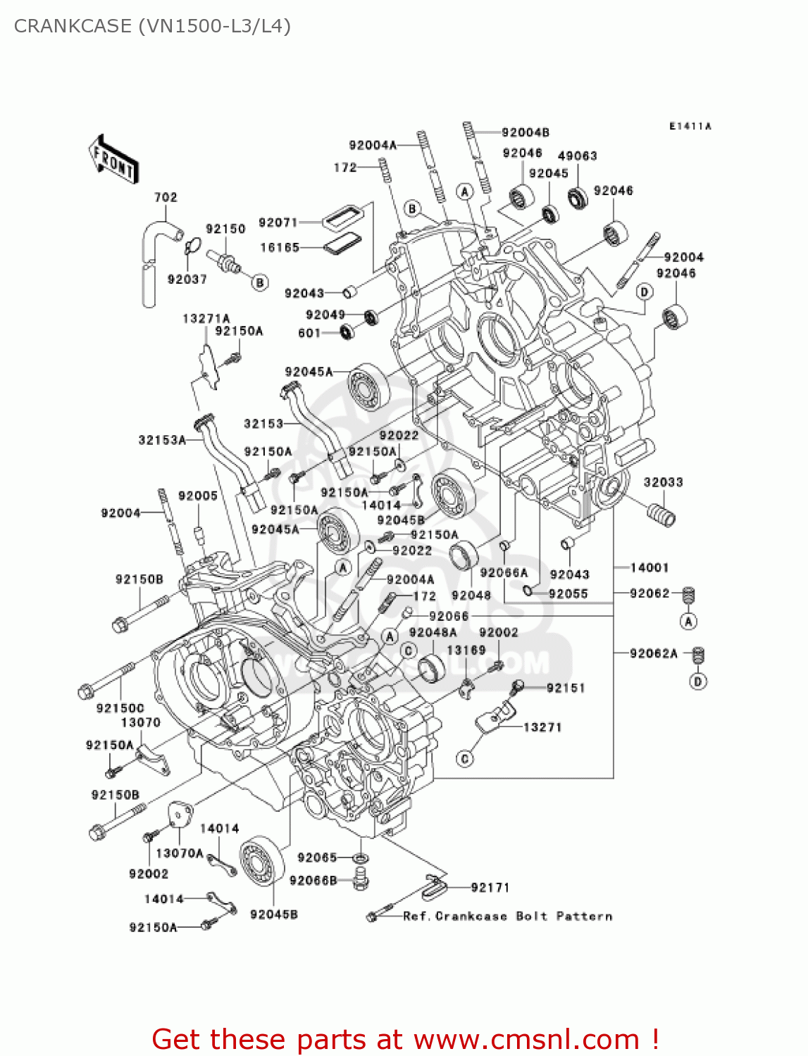 CRANKCASE (VN1500-L3/L4) VN1500L4 VULCAN 1500 NOMAD FI 2003 USA CALIFORNIA CANADA