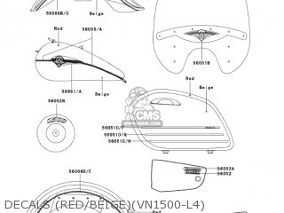 DECALS (RED/BEIGE)(VN1500-L4) - VN1500L4 VULCAN 1500 NOMAD FI 2003 USA CALIFORNIA CANADA