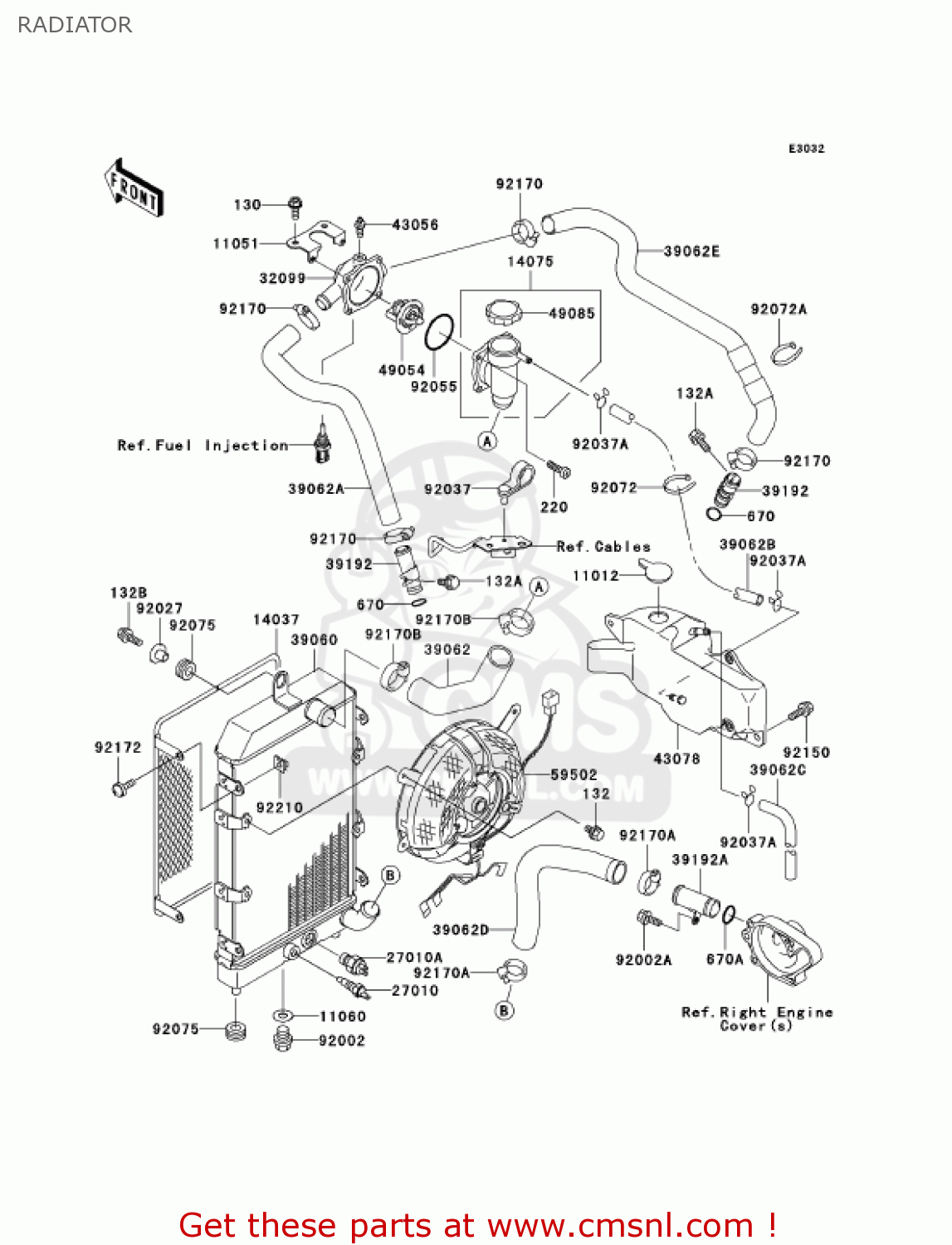 RADIATOR VN1500L5 VULCAN 1500 NOMAD FI 2004 USA CALIFORNIA CANADA