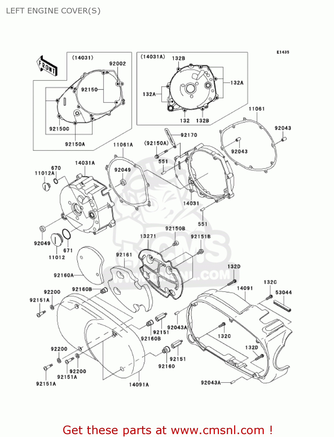 LEFT ENGINE COVER(S) VN1500L5 VULCAN 1500 NOMAD FI 2004 USA CALIFORNIA CANADA