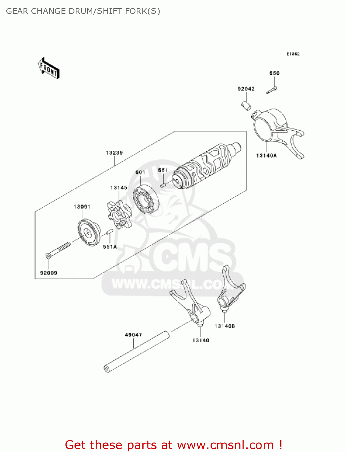 GEAR CHANGE DRUM/SHIFT FORK(S) VN1500L5 VULCAN 1500 NOMAD FI 2004 USA CALIFORNIA CANADA