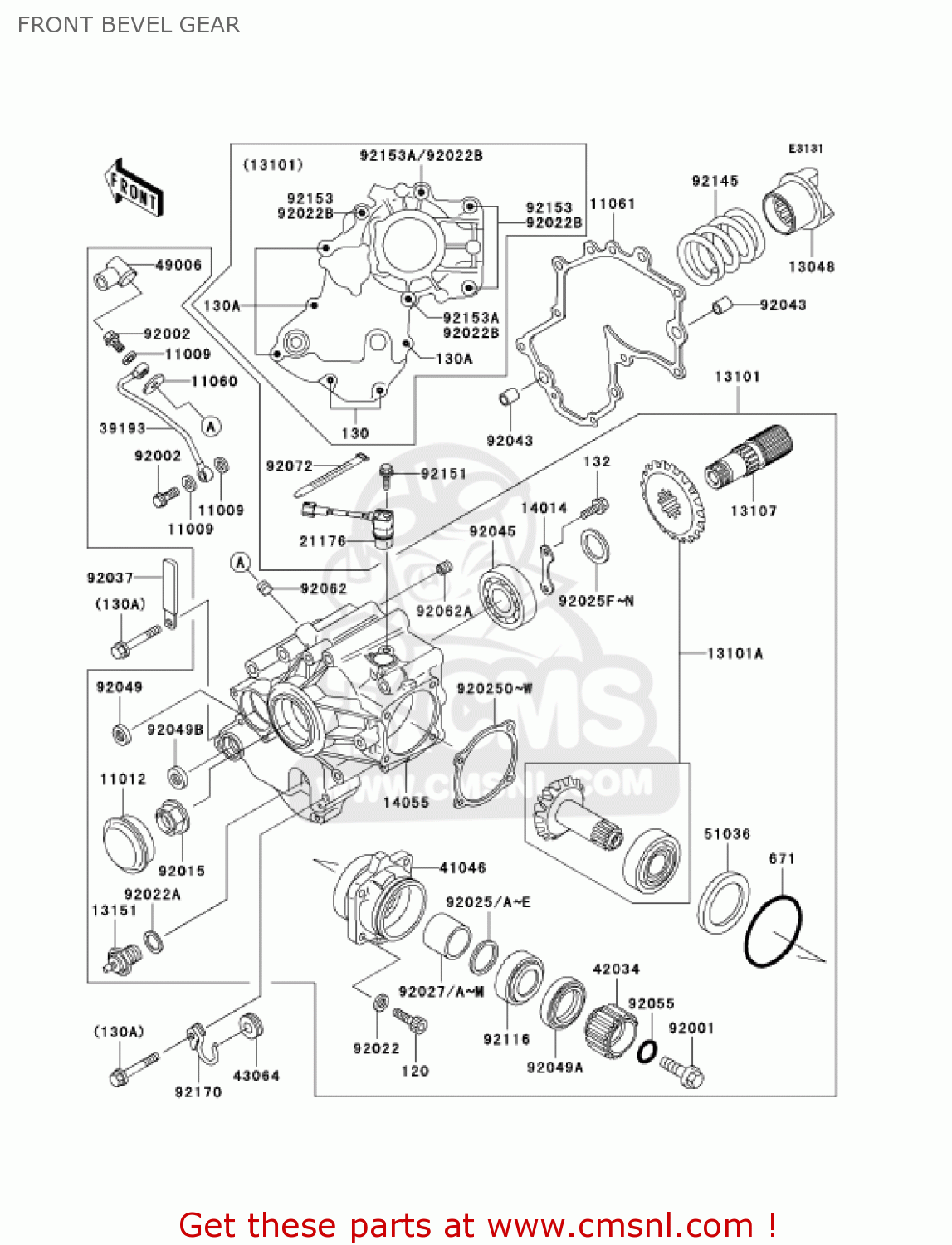 FRONT BEVEL GEAR VN1500L5 VULCAN 1500 NOMAD FI 2004 USA CALIFORNIA CANADA