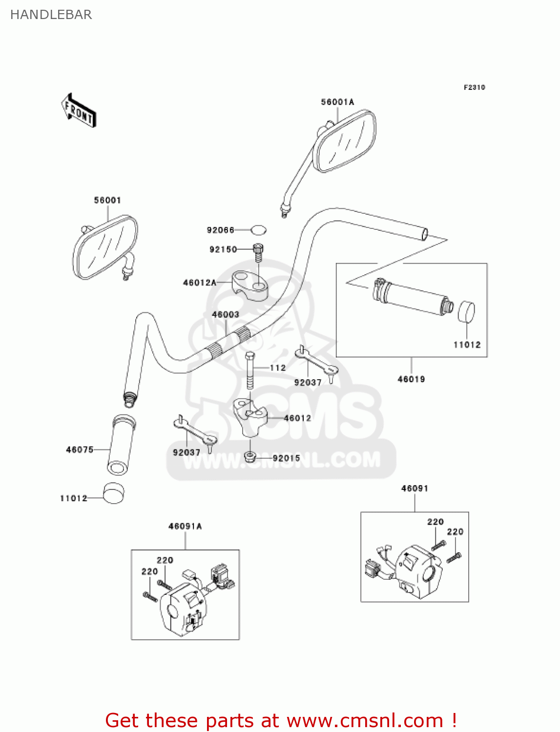 HANDLEBAR VN1500L5 VULCAN 1500 NOMAD FI 2004 USA CALIFORNIA CANADA