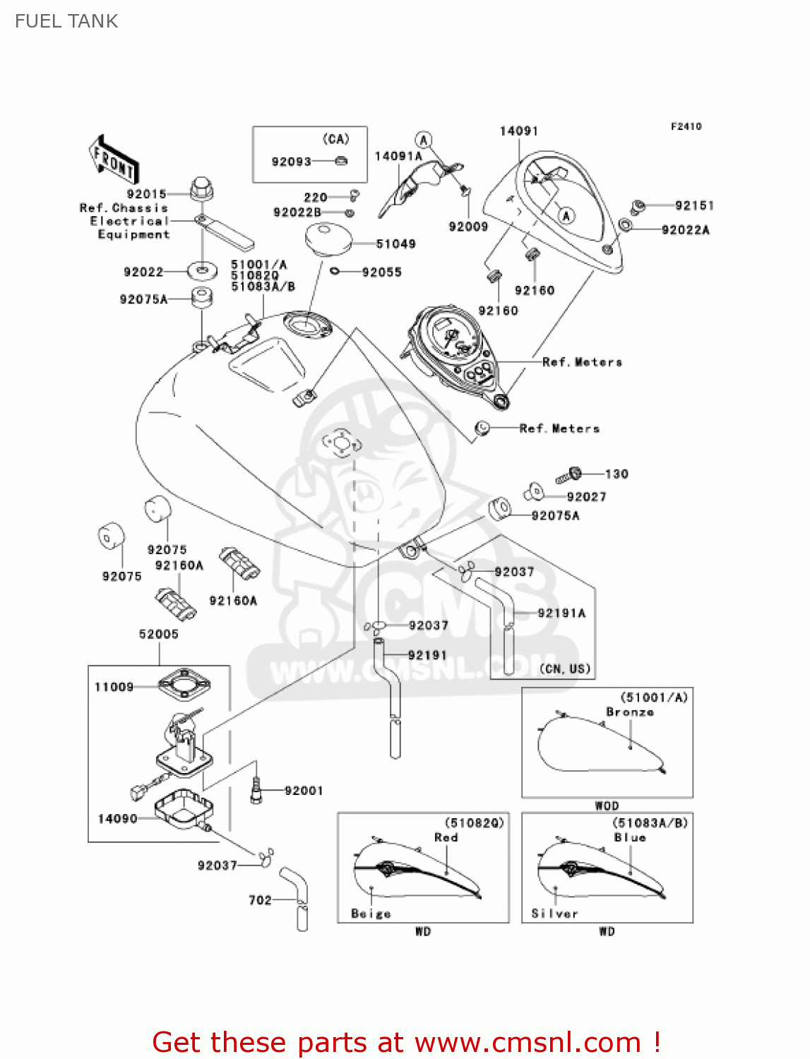 FUEL TANK VN1500L5 VULCAN 1500 NOMAD FI 2004 USA CALIFORNIA CANADA