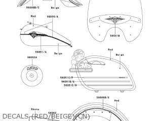 DECALS (RED/BEIGE)(CN) - VN1500L5 VULCAN 1500 NOMAD FI 2004 USA CALIFORNIA CANADA