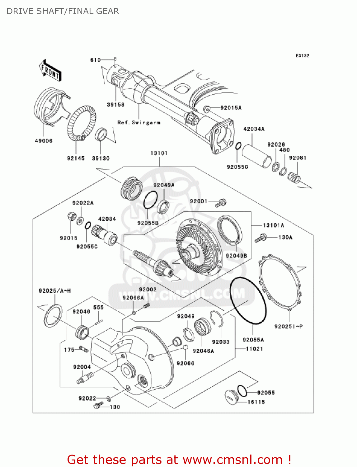 DRIVE SHAFT/FINAL GEAR VN1500N1 VULCAN 1500 CLASSIC FI 2000 USA CALIFORNIA CANADA