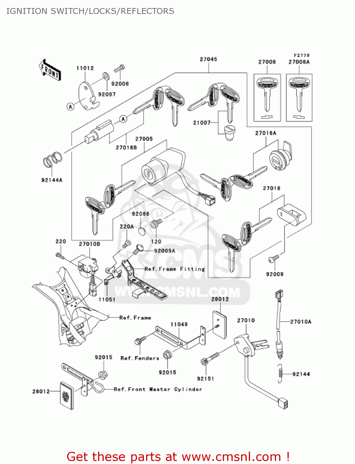 IGNITION SWITCH/LOCKS/REFLECTORS VN1500N1 VULCAN 1500 CLASSIC FI 2000 USA CALIFORNIA CANADA