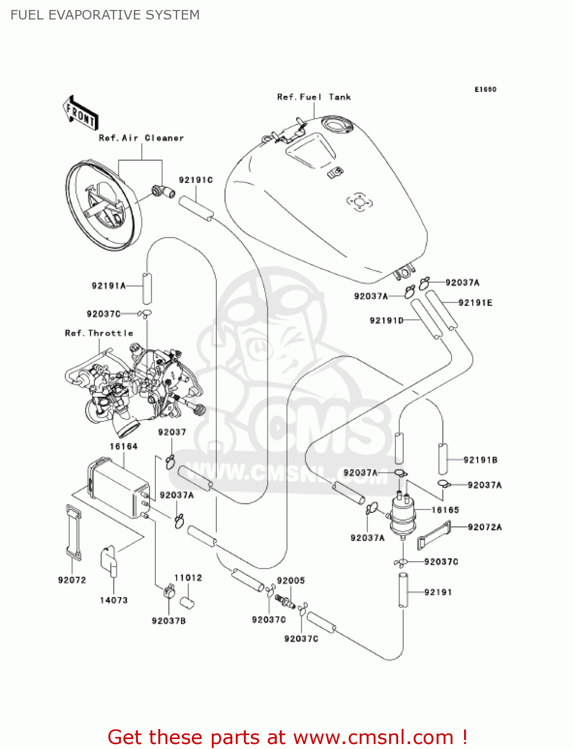 FUEL EVAPORATIVE SYSTEM VN1500N1 VULCAN 1500 CLASSIC FI 2000 USA CALIFORNIA CANADA