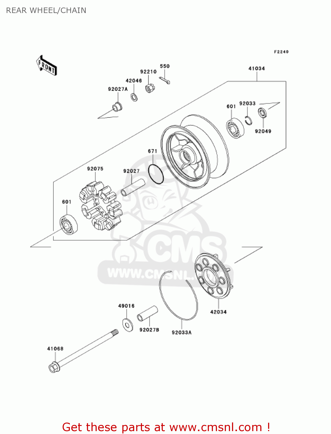 REAR WHEEL/CHAIN VN1500N1 VULCAN 1500 CLASSIC FI 2000 USA CALIFORNIA CANADA
