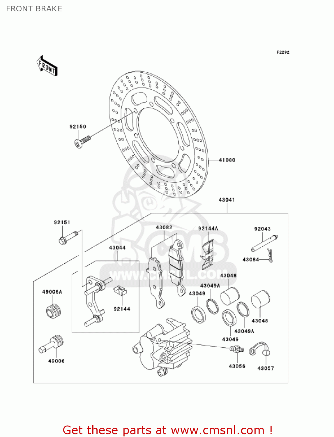 FRONT BRAKE VN1500N1 VULCAN 1500 CLASSIC FI 2000 USA CALIFORNIA CANADA