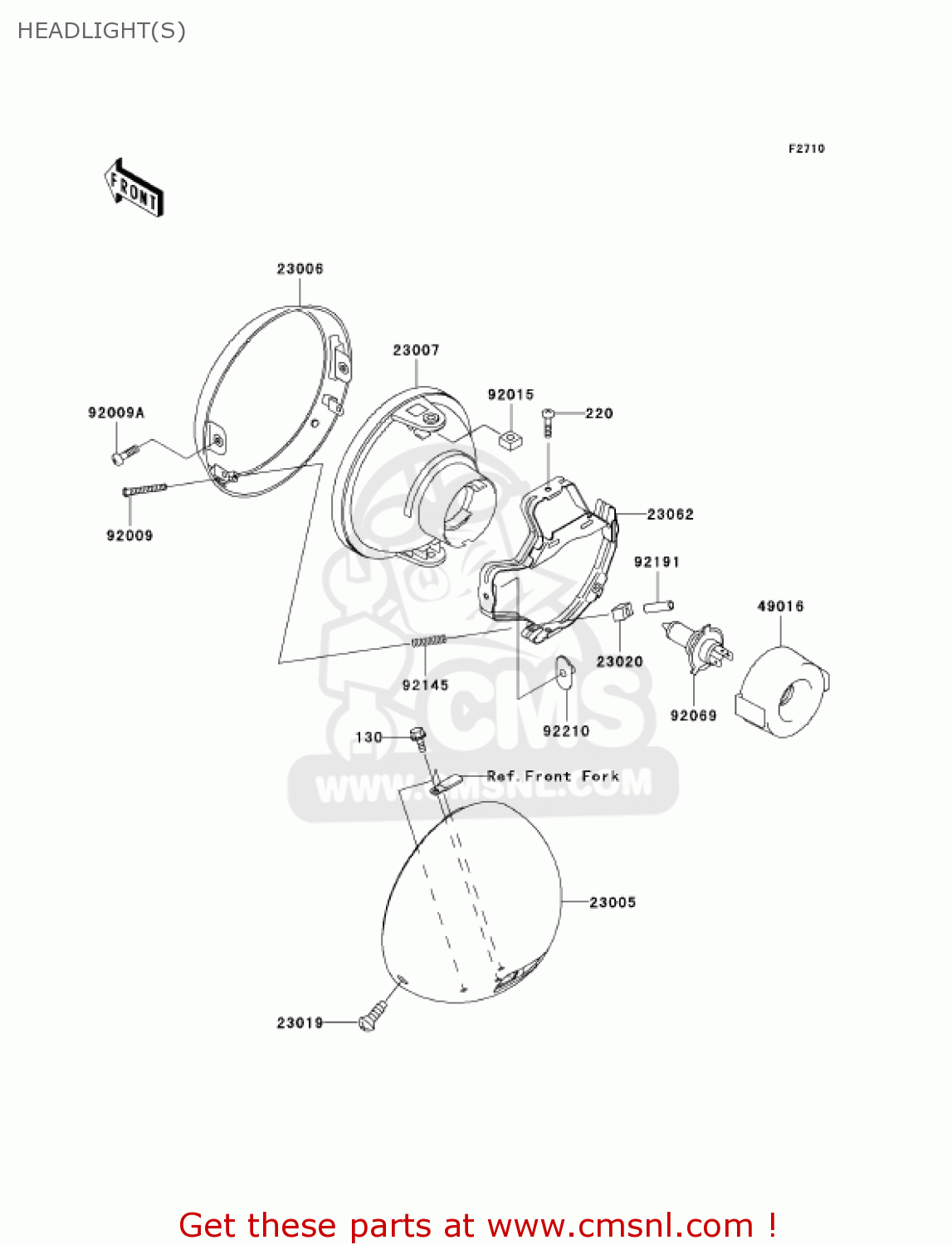 HEADLIGHT(S) VN1500N2 VULCAN 1500 CLASSIC FI 2001 USA CALIFORNIA CANADA