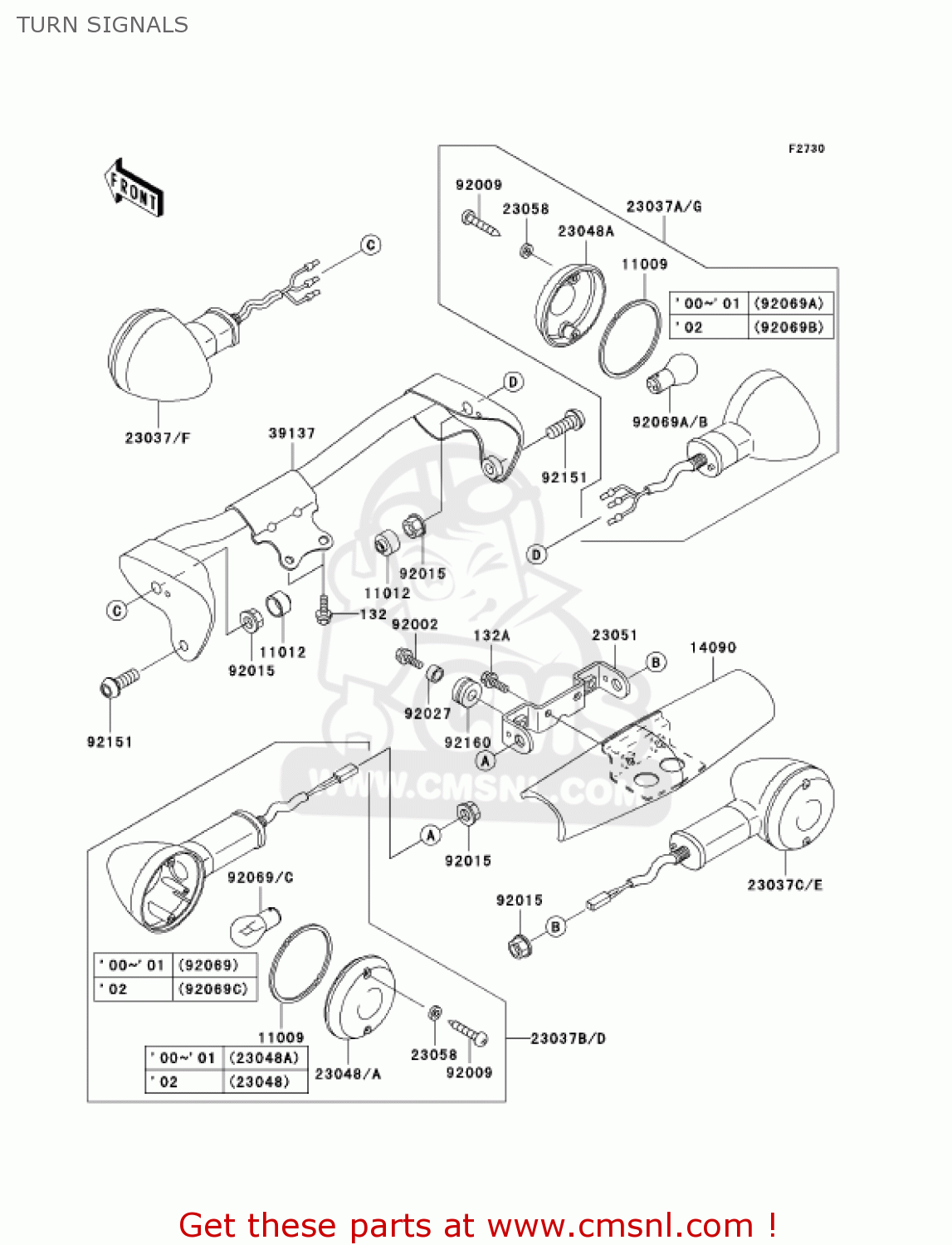 TURN SIGNALS VN1500N2 VULCAN 1500 CLASSIC FI 2001 USA CALIFORNIA CANADA
