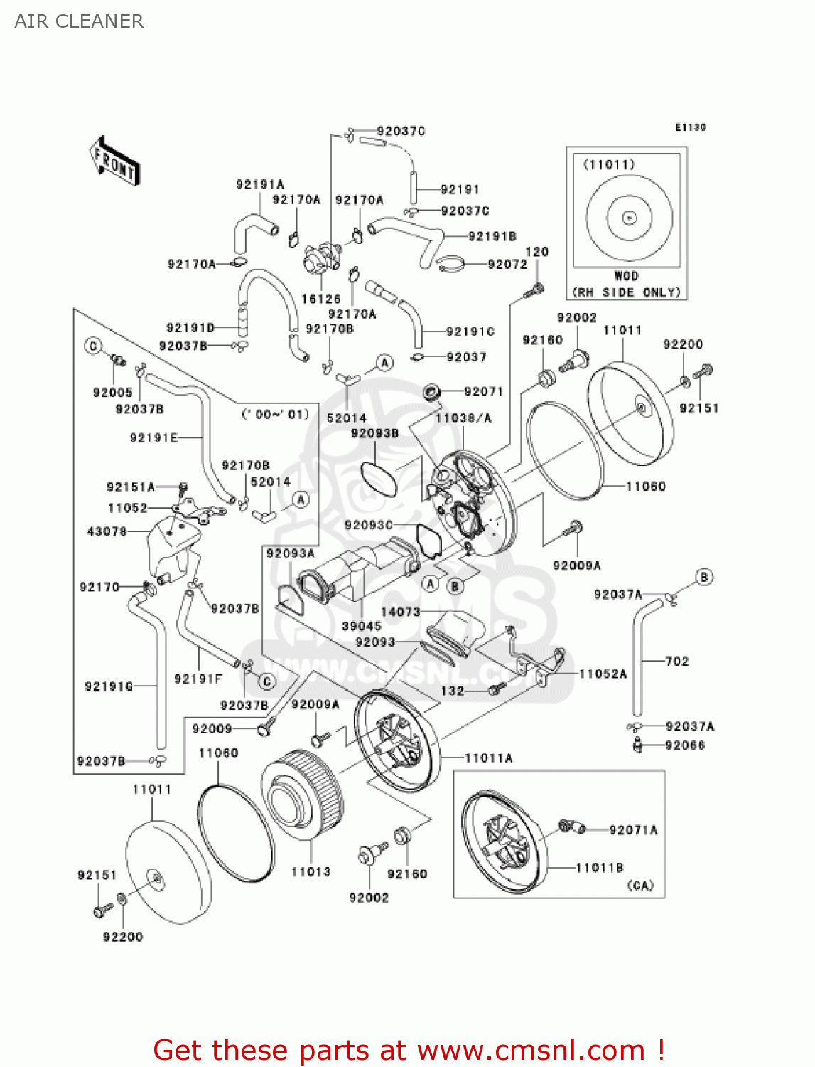 AIR CLEANER VN1500N2 VULCAN 1500 CLASSIC FI 2001 USA CALIFORNIA CANADA