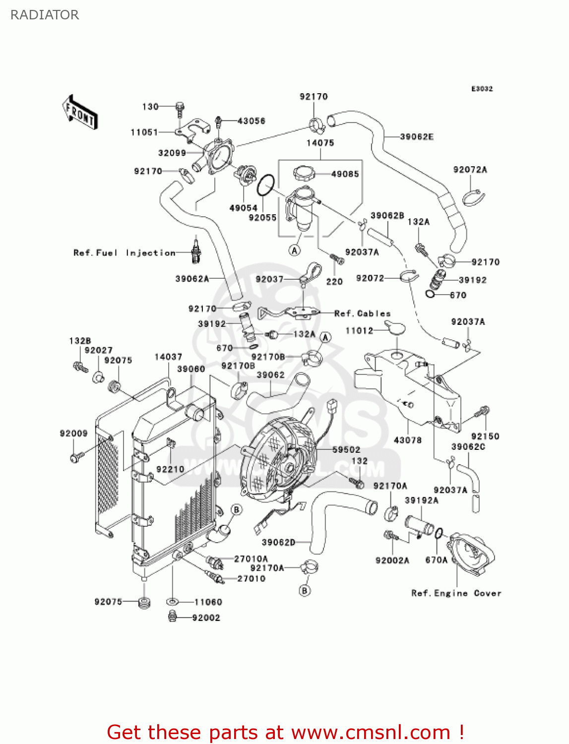 RADIATOR VN1500N2 VULCAN 1500 CLASSIC FI 2001 USA CALIFORNIA CANADA