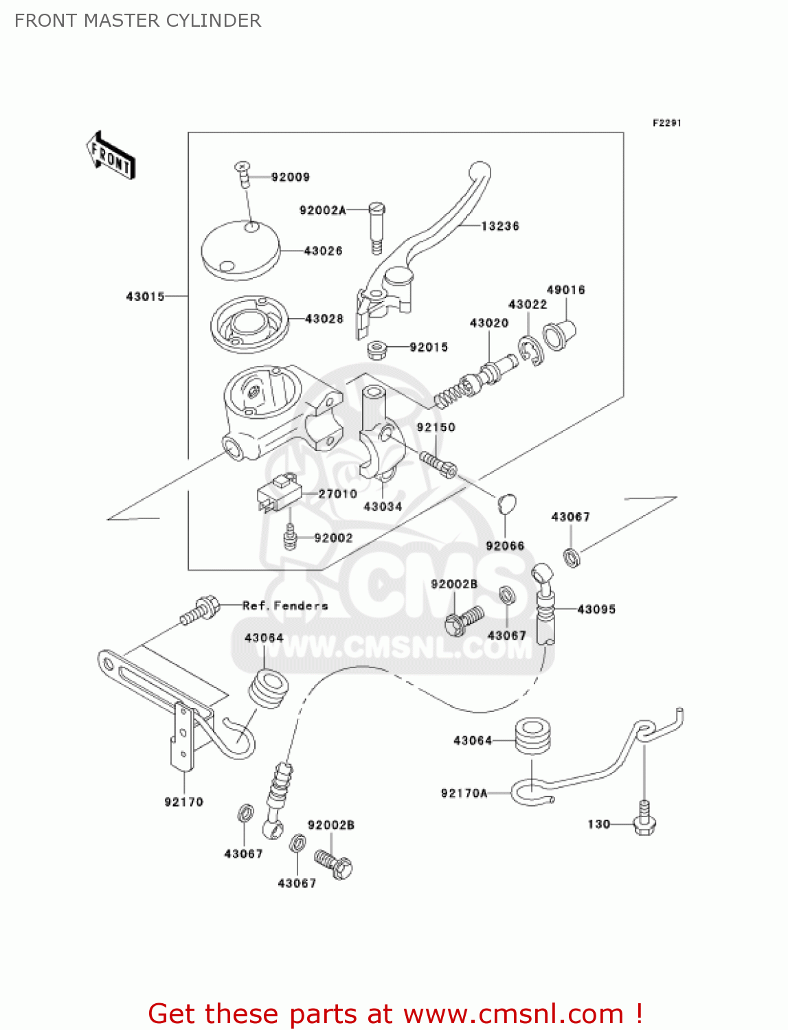 FRONT MASTER CYLINDER VN1500N2 VULCAN 1500 CLASSIC FI 2001 USA CALIFORNIA CANADA