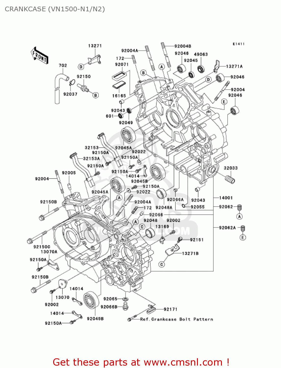 CRANKCASE (VN1500-N1/N2) VN1500N2 VULCAN 1500 CLASSIC FI 2001 USA CALIFORNIA CANADA