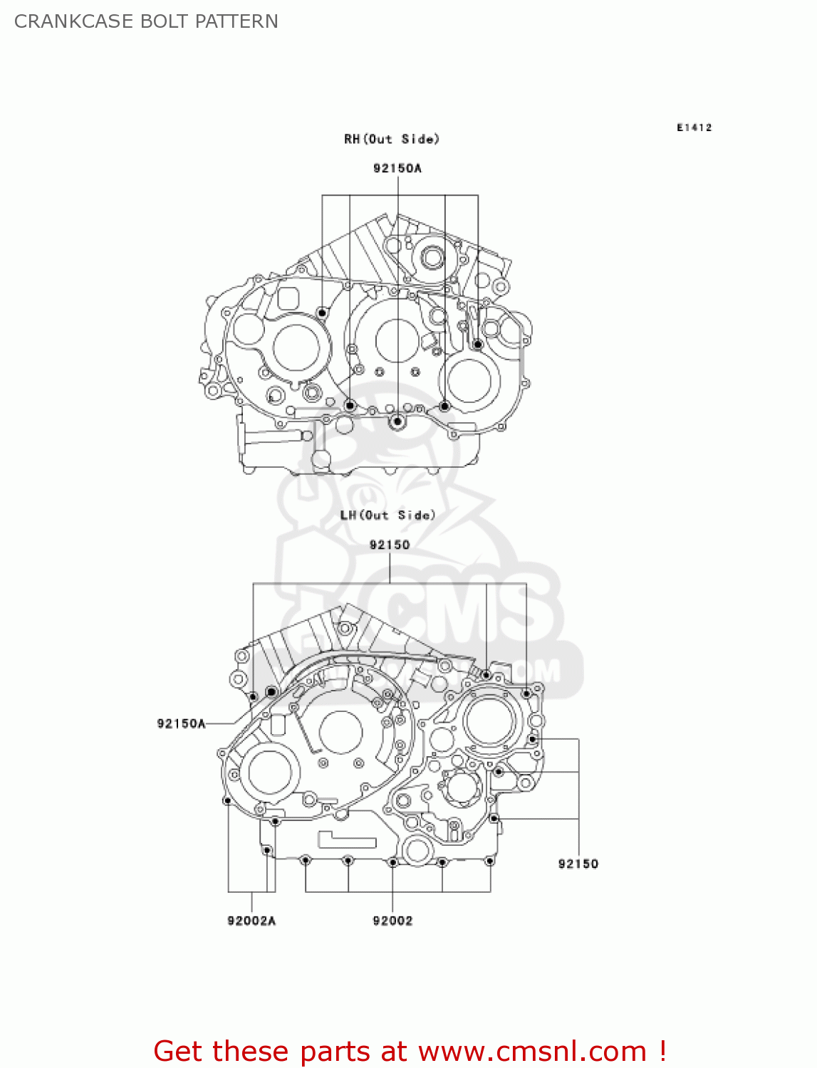 CRANKCASE BOLT PATTERN VN1500N2 VULCAN 1500 CLASSIC FI 2001 USA CALIFORNIA CANADA