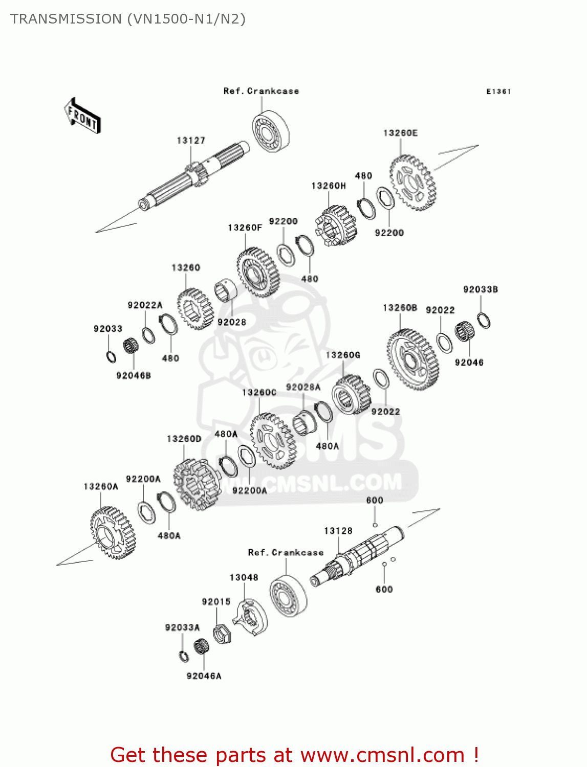 TRANSMISSION (VN1500-N1/N2) VN1500N2 VULCAN 1500 CLASSIC FI 2001 USA CALIFORNIA CANADA
