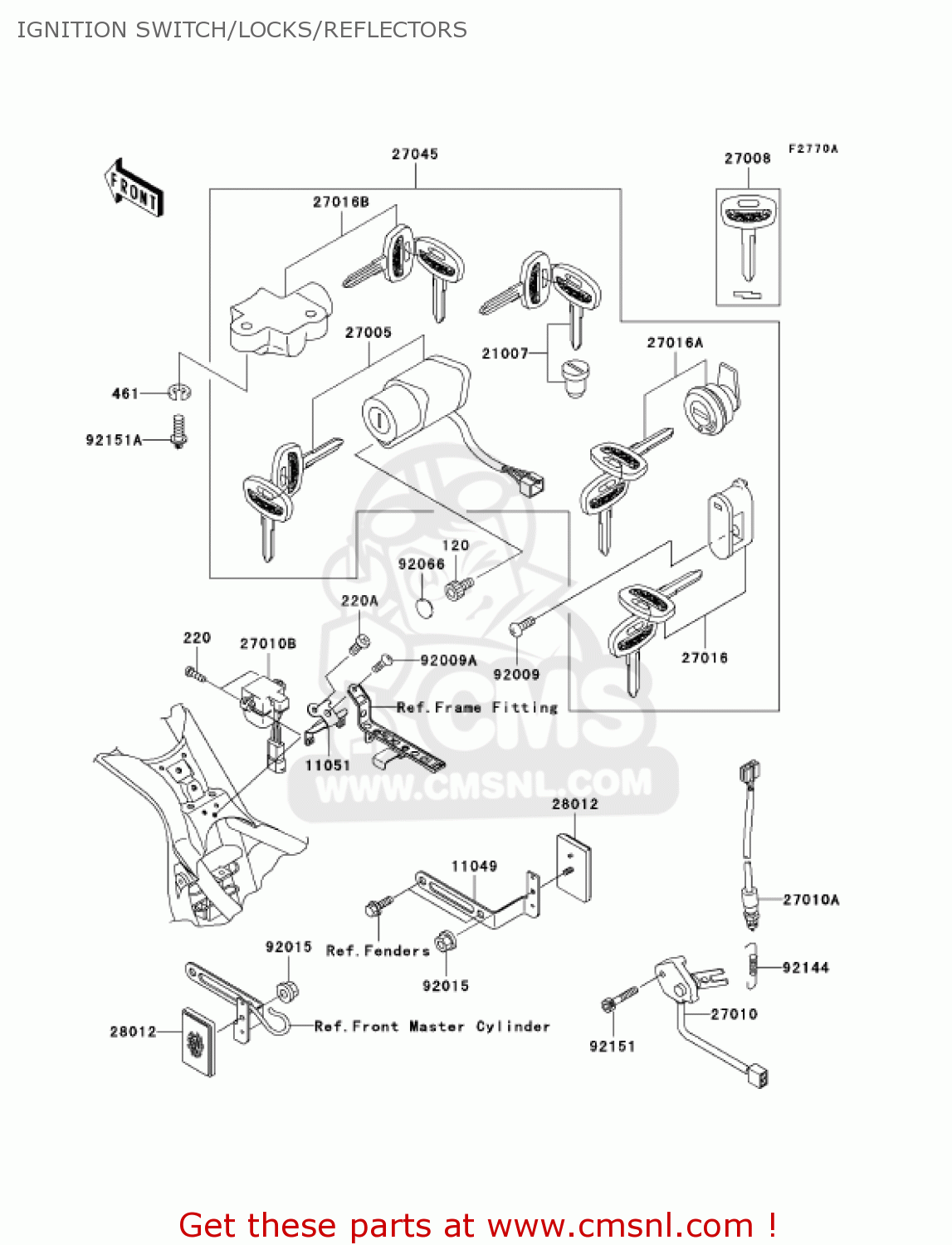 IGNITION SWITCH/LOCKS/REFLECTORS VN1500N2 VULCAN 1500 CLASSIC FI 2001 USA CALIFORNIA CANADA
