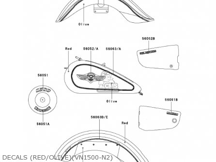 DECALS (RED/OLIVE)(VN1500-N2) - VN1500N2 VULCAN 1500 CLASSIC FI 2001 USA CALIFORNIA CANADA