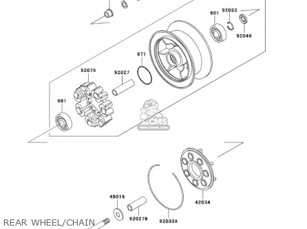 REAR WHEEL/CHAIN - VN1500N2 VULCAN 1500 CLASSIC FI 2001 USA CALIFORNIA CANADA