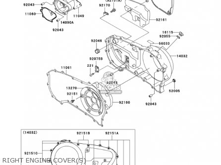 RIGHT ENGINE COVER(S) - VN1500N2 VULCAN 1500 CLASSIC FI 2001 USA CALIFORNIA CANADA