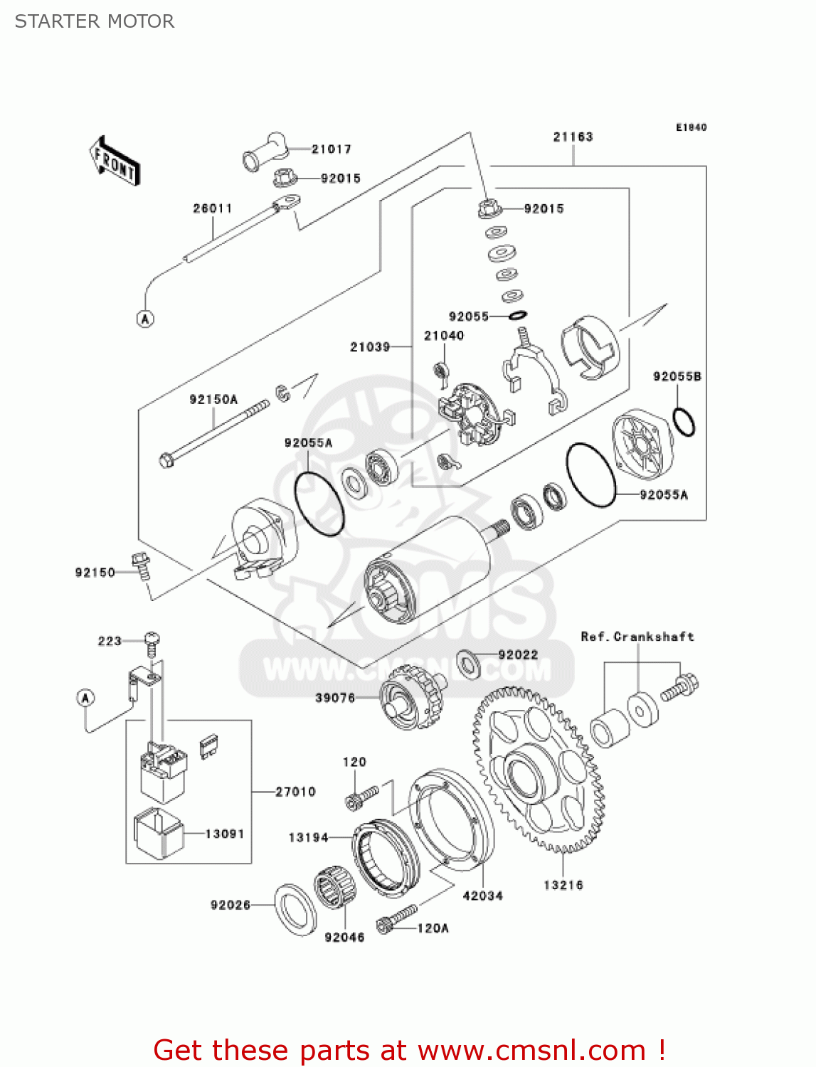 STARTER MOTOR VN1500N3 VULCAN 1500 CLASSIC FI 2002 USA CALIFORNIA CANADA