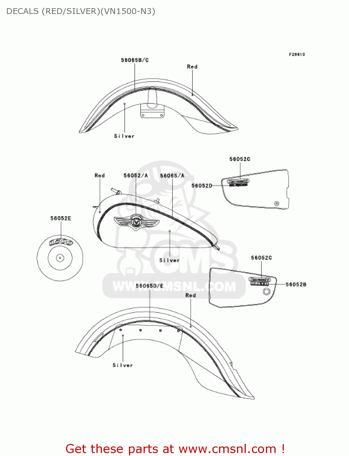 DECALS (RED/SILVER)(VN1500-N3) VN1500N3 VULCAN 1500 CLASSIC FI 2002 USA CALIFORNIA CANADA