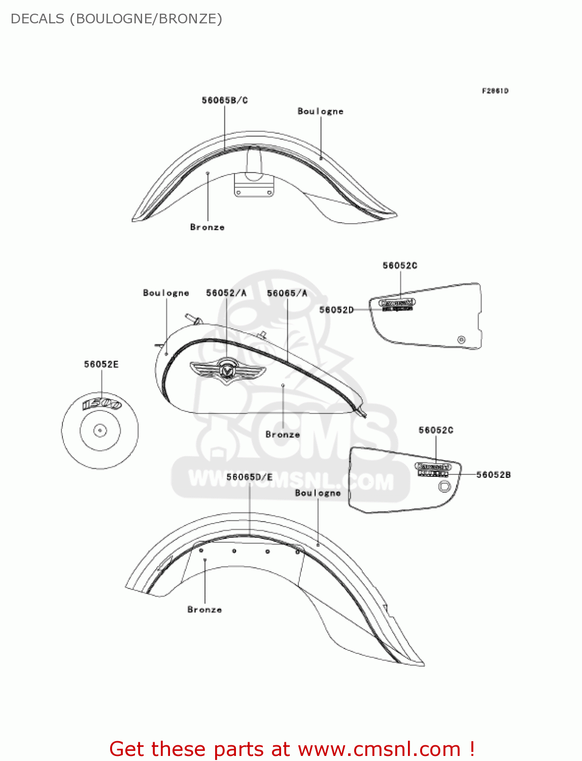 DECALS (BOULOGNE/BRONZE) VN1500N3 VULCAN 1500 CLASSIC FI 2002 USA CALIFORNIA CANADA