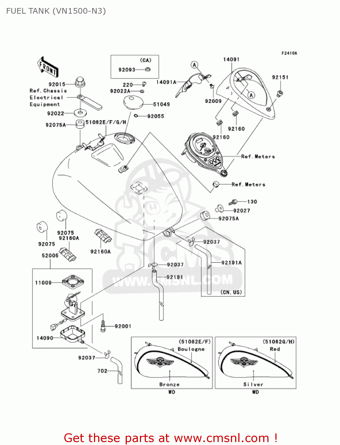 FUEL TANK (VN1500-N3) VN1500N3 VULCAN 1500 CLASSIC FI 2002 USA CALIFORNIA CANADA