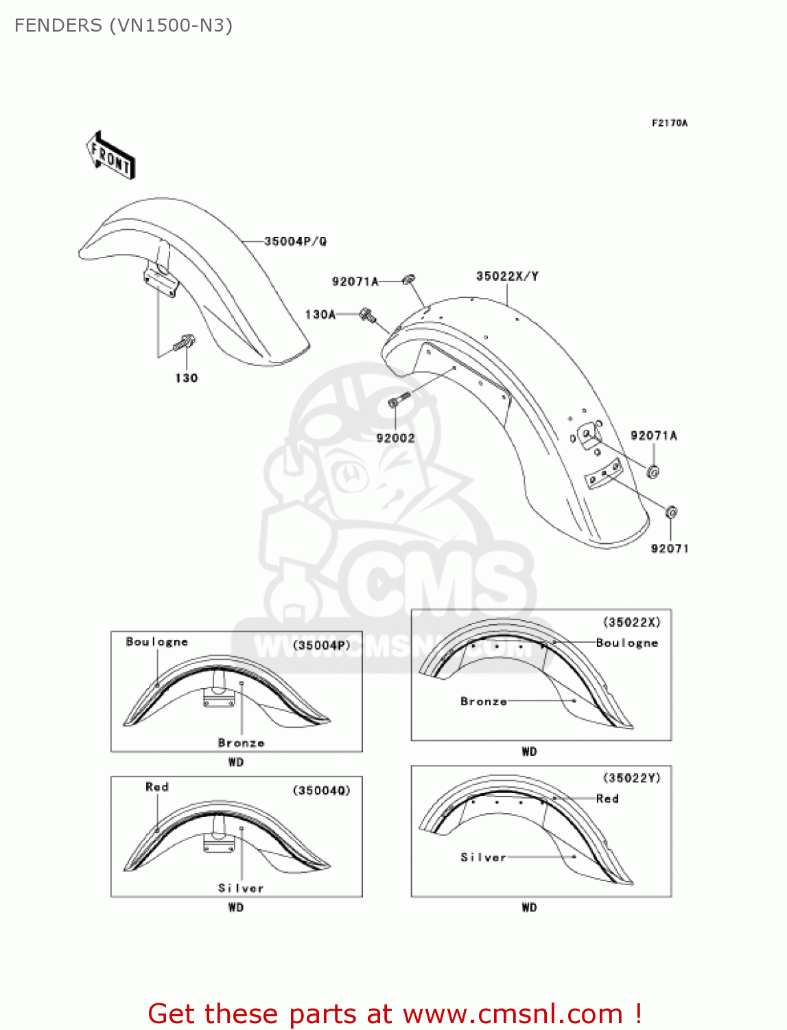 FENDERS (VN1500-N3) VN1500N3 VULCAN 1500 CLASSIC FI 2002 USA CALIFORNIA CANADA