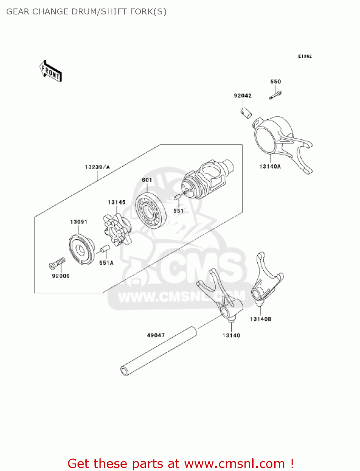 GEAR CHANGE DRUM/SHIFT FORK(S) VN1500N3 VULCAN 1500 CLASSIC FI 2002 USA CALIFORNIA CANADA