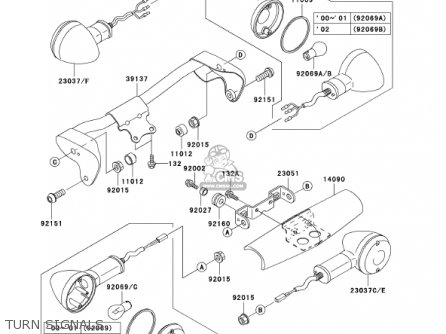 TURN SIGNALS - VN1500N3 VULCAN 1500 CLASSIC FI 2002 USA CALIFORNIA CANADA