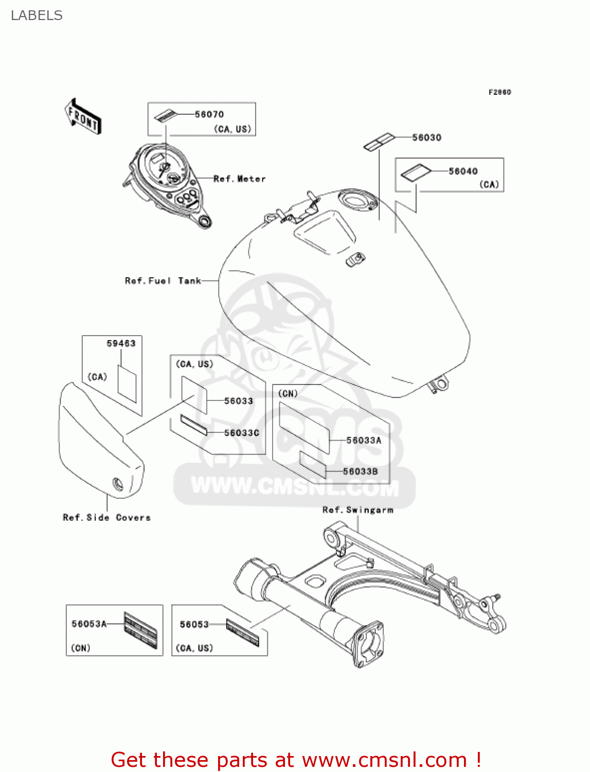 LABELS VN1500N4 VULCAN 1500 CLASSIC 2005 USA CALIFORNIA CANADA