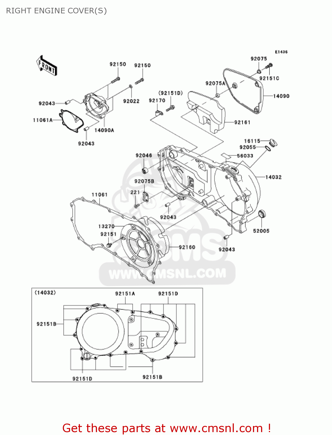 RIGHT ENGINE COVER(S) VN1500N4 VULCAN 1500 CLASSIC 2005 USA CALIFORNIA CANADA