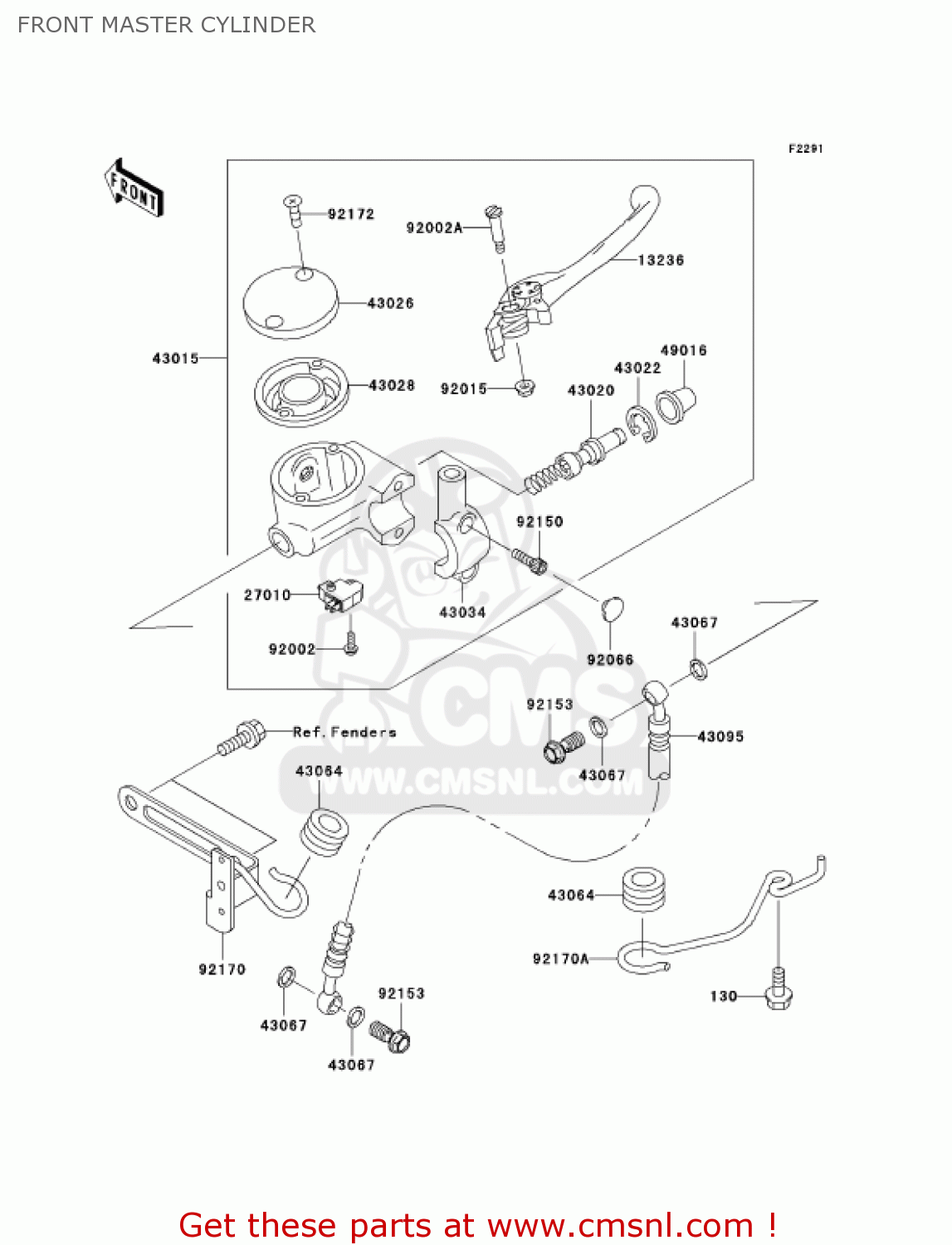 FRONT MASTER CYLINDER VN1500N4 VULCAN 1500 CLASSIC 2005 USA CALIFORNIA CANADA
