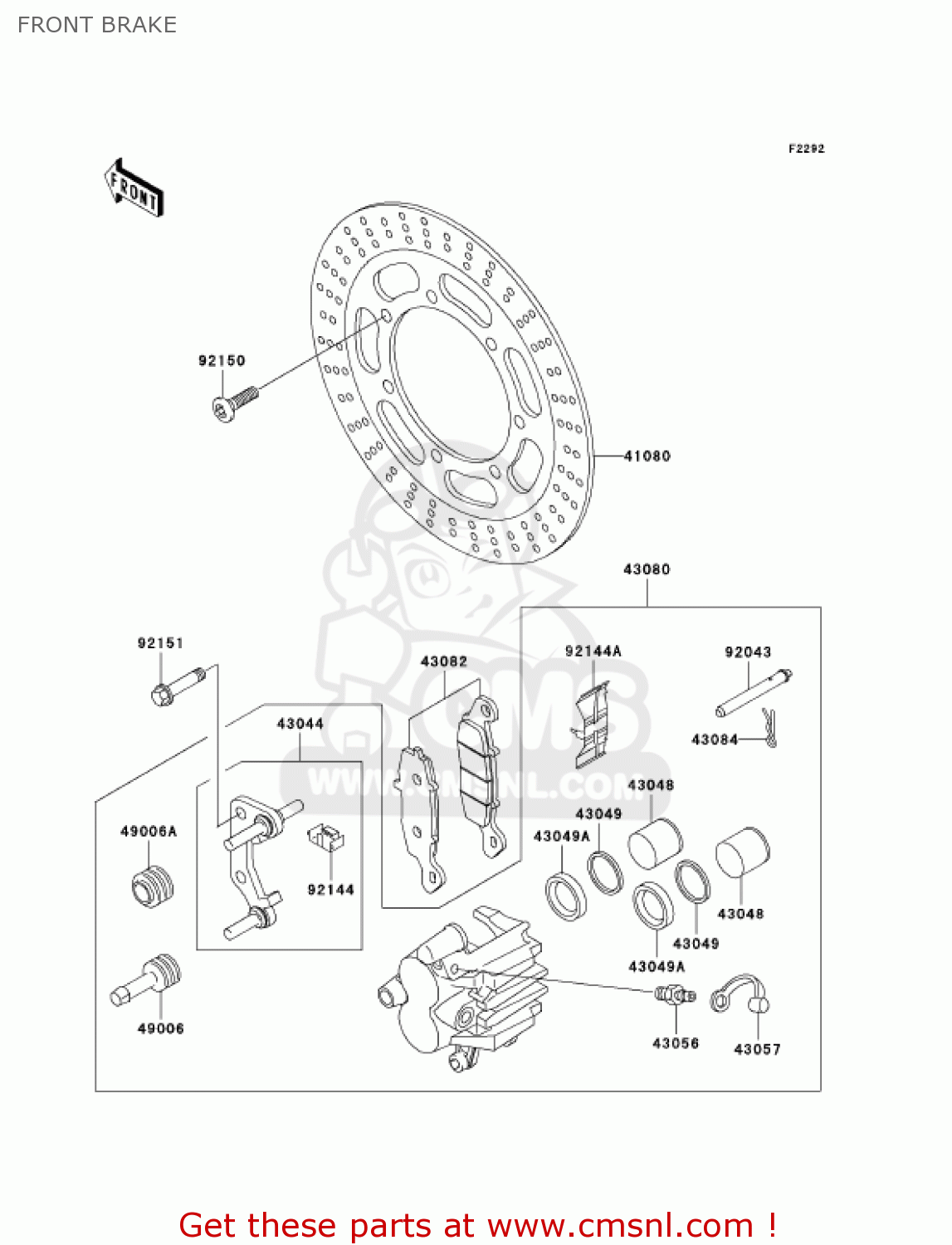 FRONT BRAKE VN1500N4 VULCAN 1500 CLASSIC 2005 USA CALIFORNIA CANADA