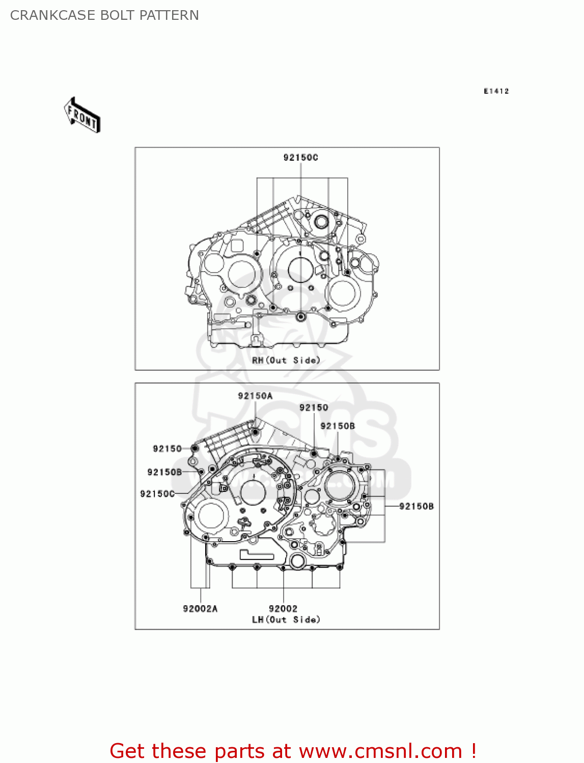 CRANKCASE BOLT PATTERN VN1500N6F VULCAN 1500 CLASSIC 2006 USA CALIFORNIA CANADA