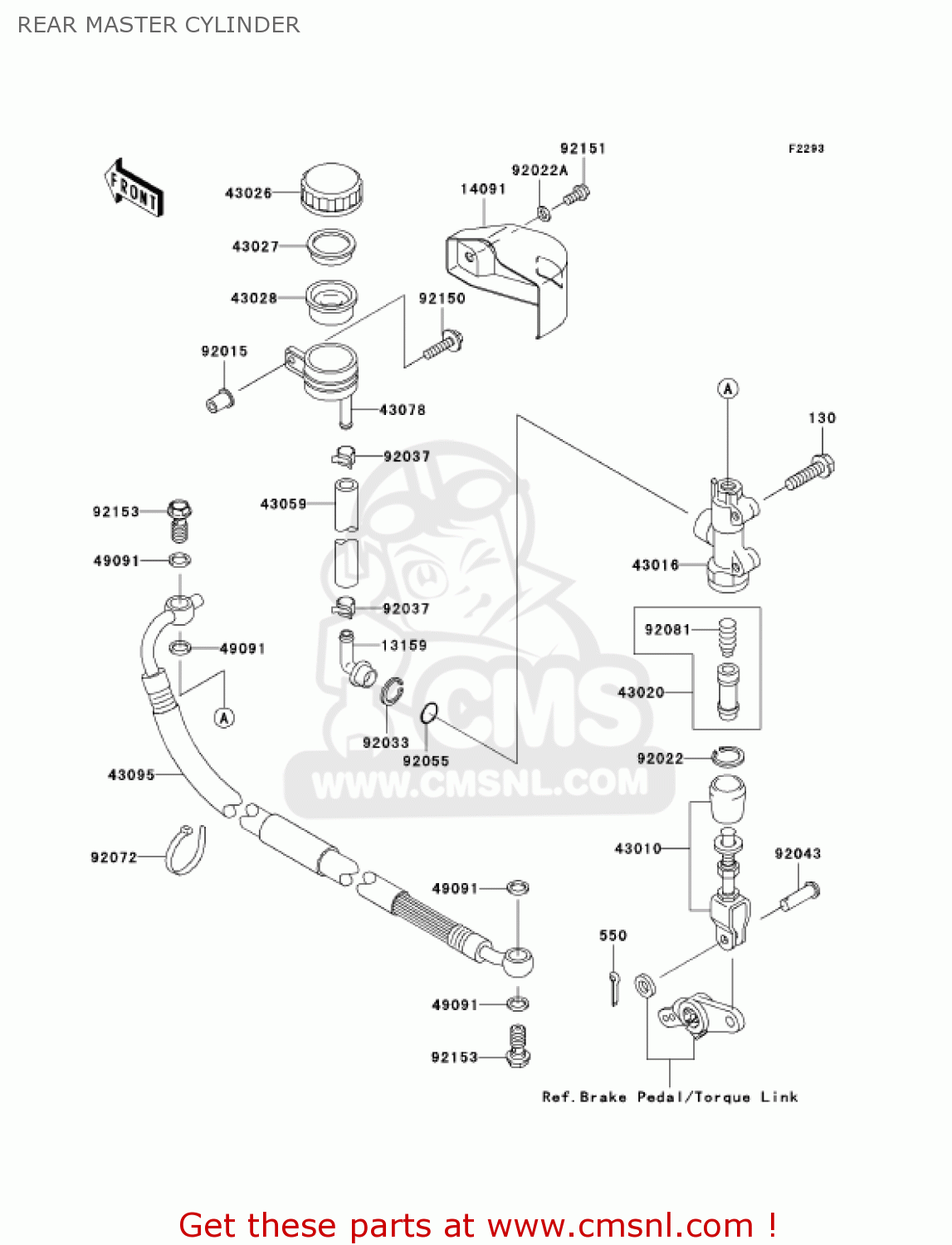 REAR MASTER CYLINDER VN1500N6F VULCAN 1500 CLASSIC 2006 USA CALIFORNIA CANADA