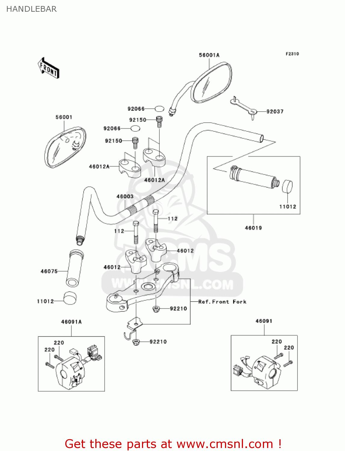 HANDLEBAR VN1500N6F VULCAN 1500 CLASSIC 2006 USA CALIFORNIA CANADA