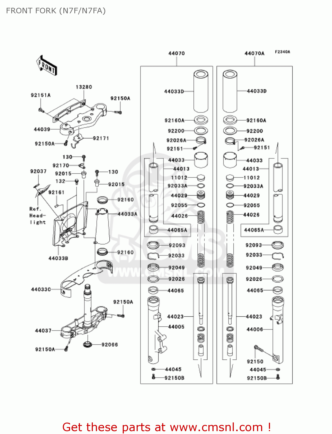 FRONT FORK (N7F/N7FA) VN1500N7F VULCAN 1500 CLASSIC 2007 USA CALIFORNIA CANADA