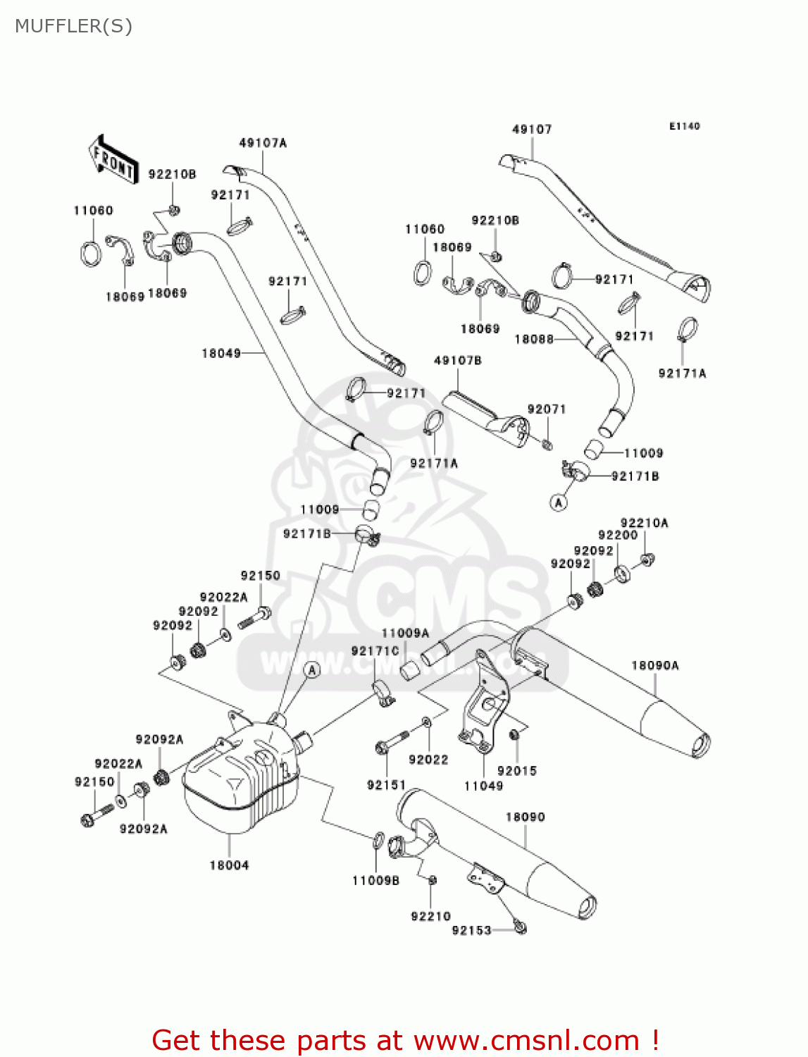 MUFFLER(S) VN1500N7F VULCAN 1500 CLASSIC 2007 USA CALIFORNIA CANADA