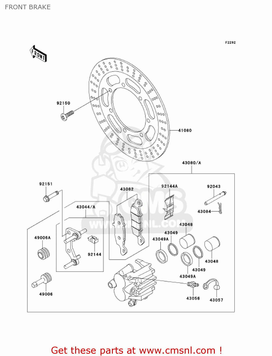 FRONT BRAKE VN1500N7F VULCAN 1500 CLASSIC 2007 USA CALIFORNIA CANADA