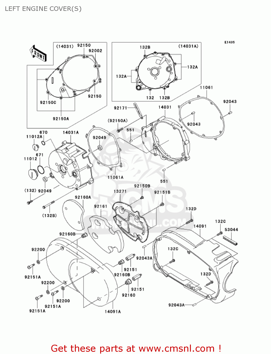 LEFT ENGINE COVER(S) VN1500N7F VULCAN 1500 CLASSIC 2007 USA CALIFORNIA CANADA