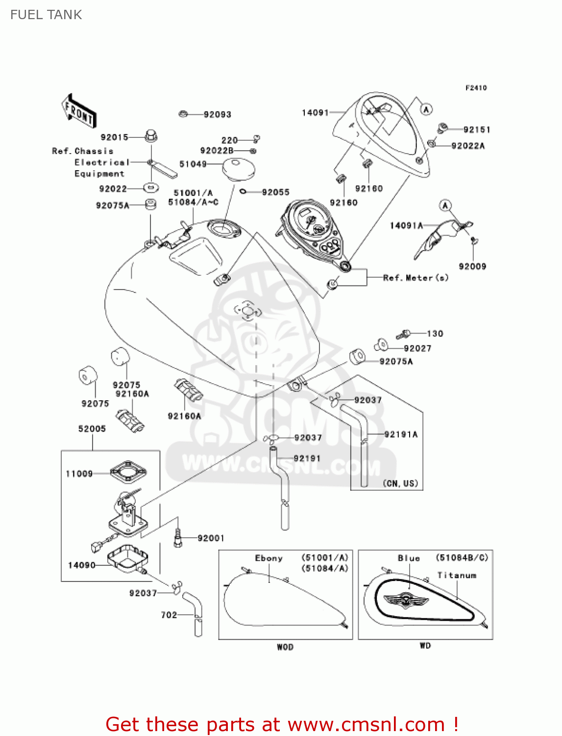 FUEL TANK VN1500N7FA VULCAN 1500 CLASSIC 2007 USA CALIFORNIA CANADA