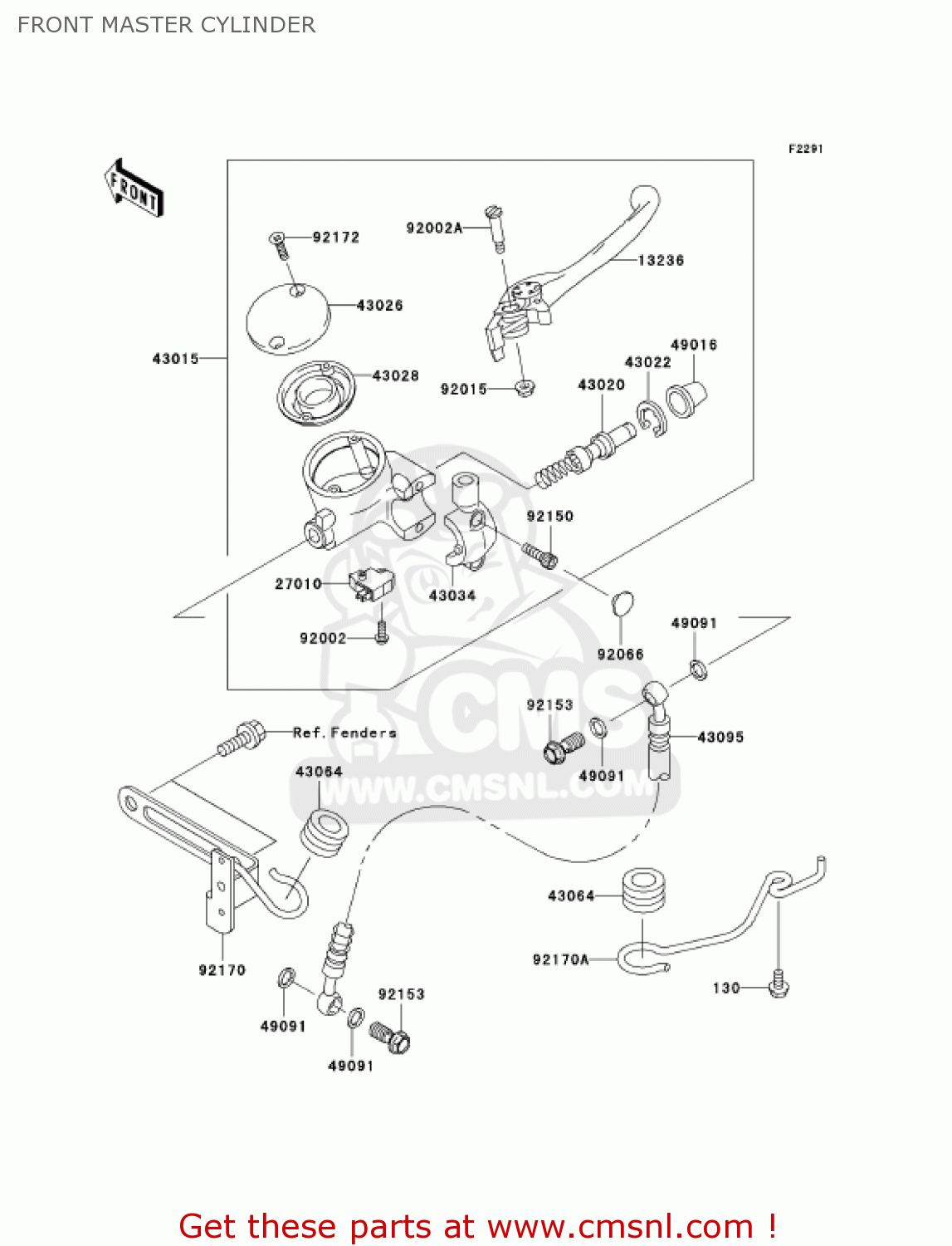 FRONT MASTER CYLINDER VN1500N7FA VULCAN 1500 CLASSIC 2007 USA CALIFORNIA CANADA
