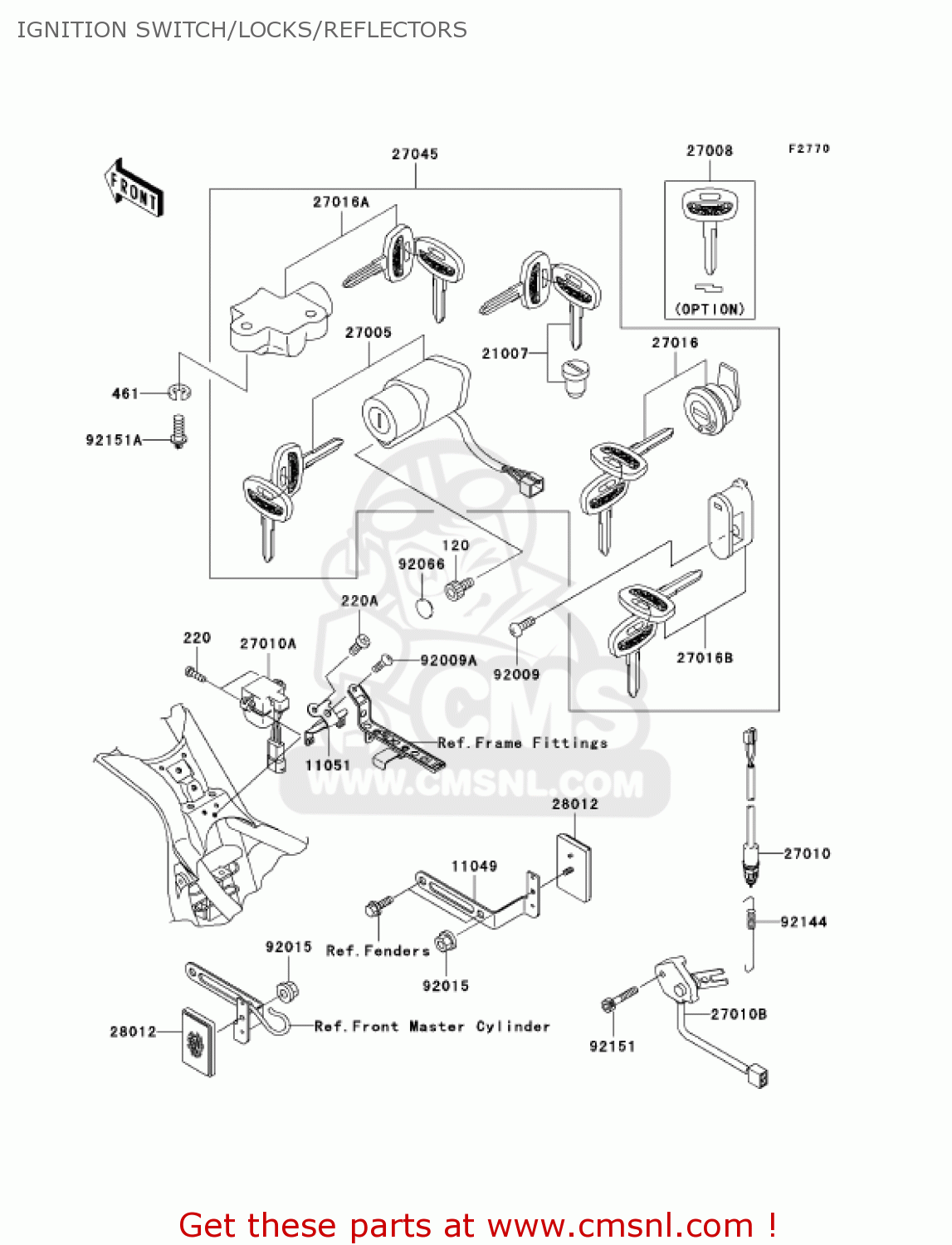 IGNITION SWITCH/LOCKS/REFLECTORS VN1500N7FA VULCAN 1500 CLASSIC 2007 USA CALIFORNIA CANADA